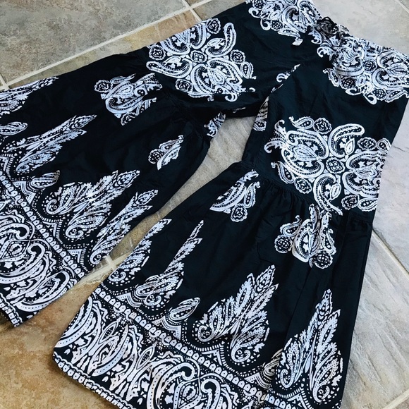 Celina Pants - Urban Outfitters CELINA Black White Boho Pants